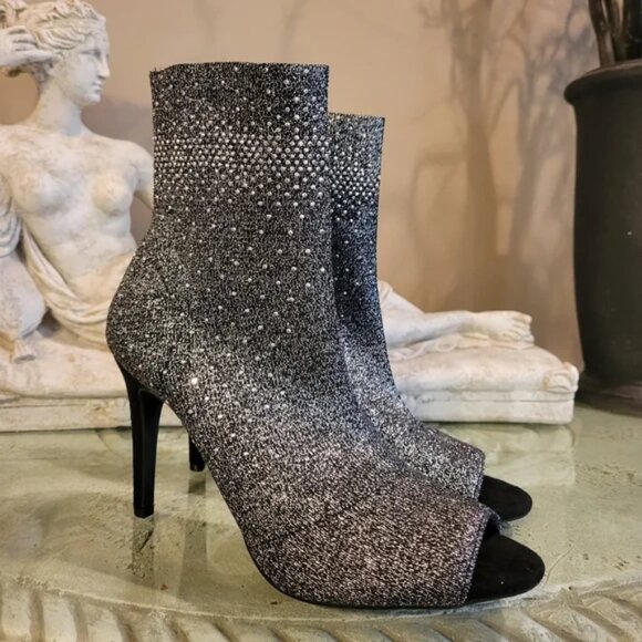 Inc international concept women's Rie to fabric peep toe pewter knit booties - Picture 6 of 6